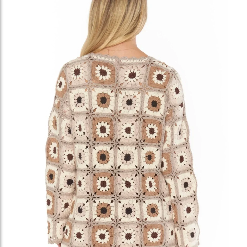 Show Me Your MuMu Crochet Coverup in Cream and Brown - Picture 3 of 7